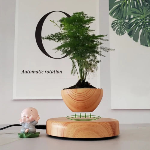 Floating Magnetic Rotating Flower Pot – Home Decor (No Plant Included)
