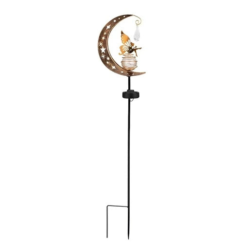 Solar Garden Light with Fairy and Crackle Glass Globe