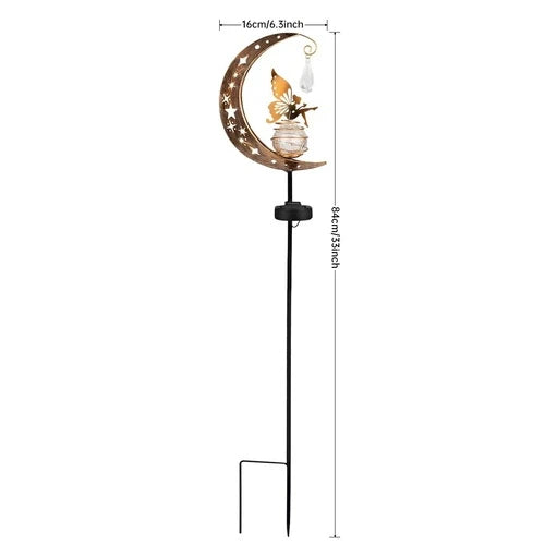 Solar Garden Light with Fairy and Crackle Glass Globe