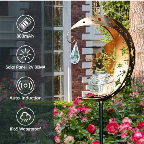 Solar Garden Light with Fairy and Crackle Glass Globe