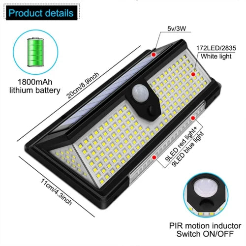 190 LED Solar Light with Motion Sensor and 4 Modes
