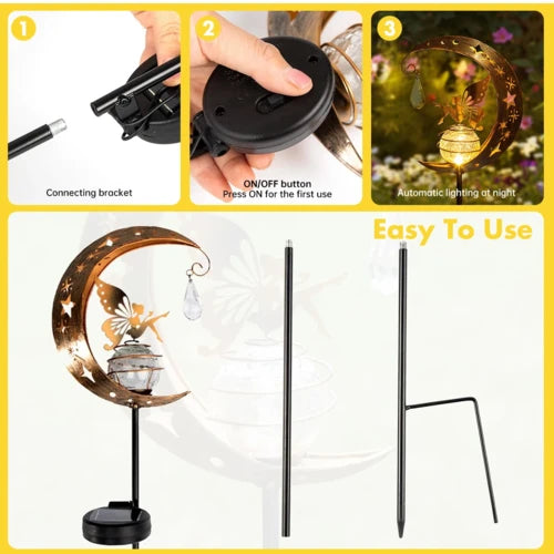 Solar Garden Light with Fairy and Crackle Glass Globe