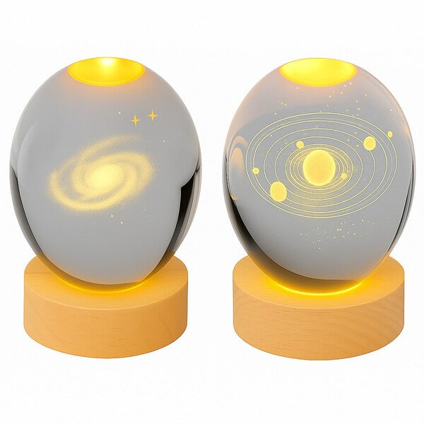 3D Crystal Lamp with the Solar System