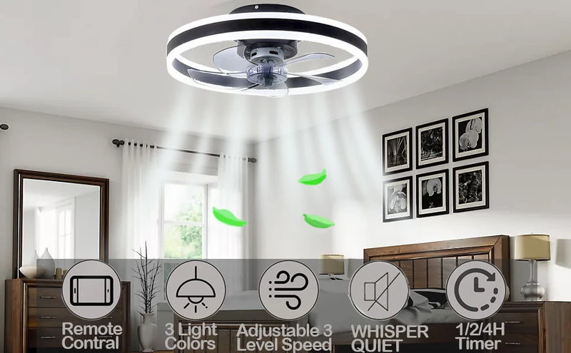 Modern and Silent Ceiling Fan with LED and Remote Control