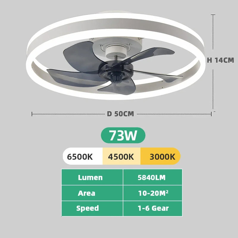 Modern and Silent Ceiling Fan with LED and Remote Control