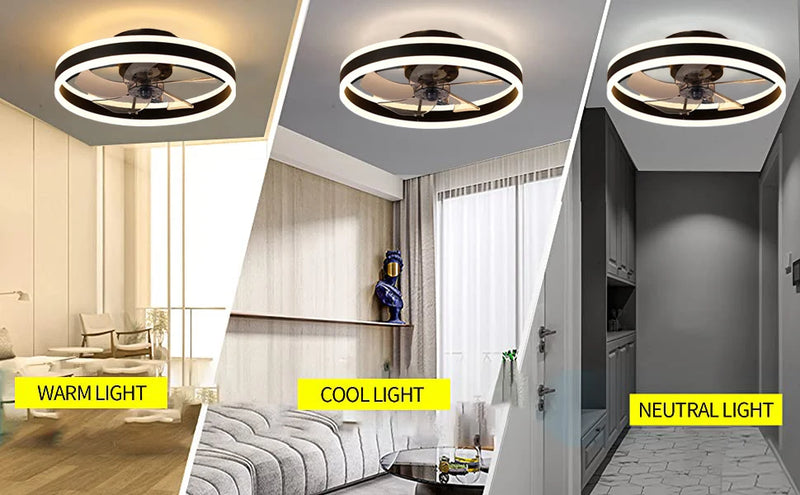Modern and Silent Ceiling Fan with LED and Remote Control