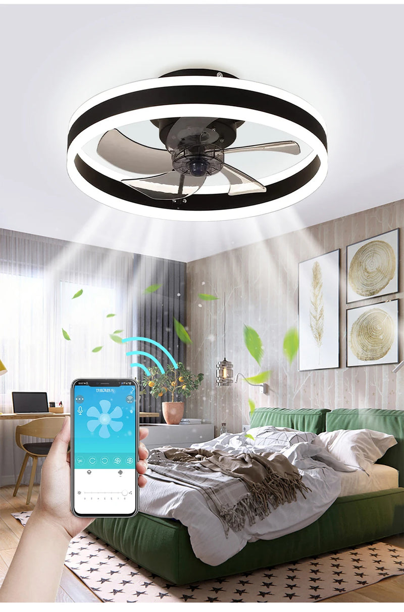 Modern and Silent Ceiling Fan with LED and Remote Control