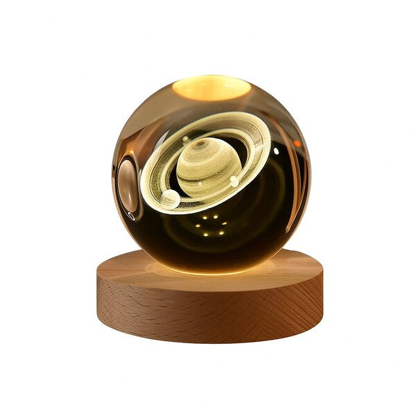 3D Crystal Lamp with the Solar System