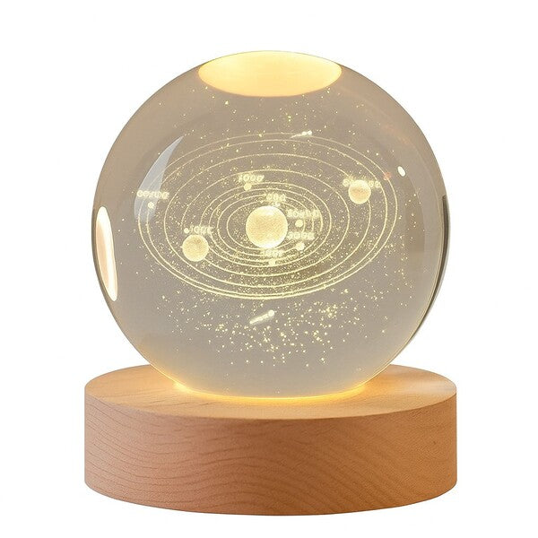 3D Crystal Lamp with the Solar System